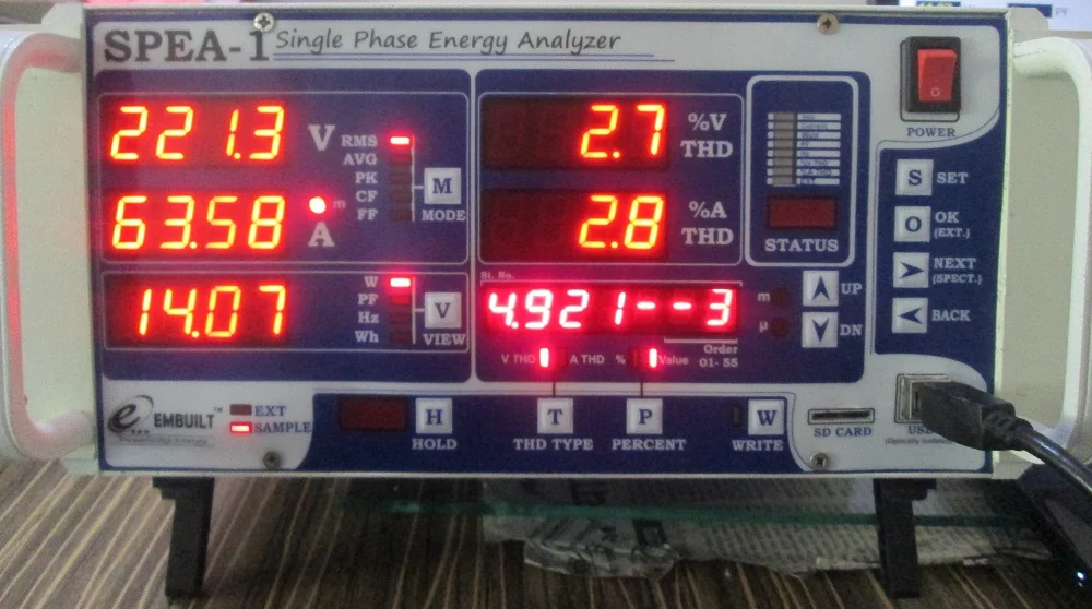 Voltage Harmonics in % for 14 Watt Incandescent Bulb by SPEA-1